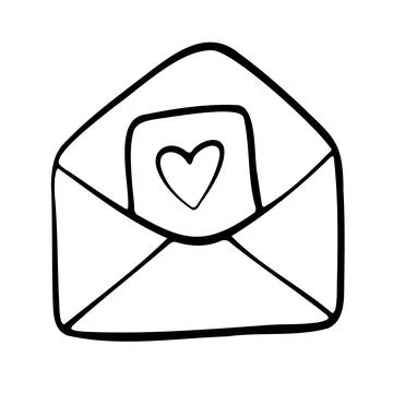 Paper envelope design. Paper mail simple outline illustration. Doodle-style Illustrazione stock