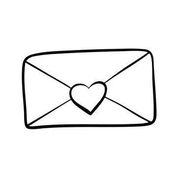 Paper envelope design. Paper mail simple outline illustration. Doodle-style Stock Illustration