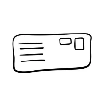Paper envelope design. Paper mail simple outline illustration. Doodle-style Stock Illustration