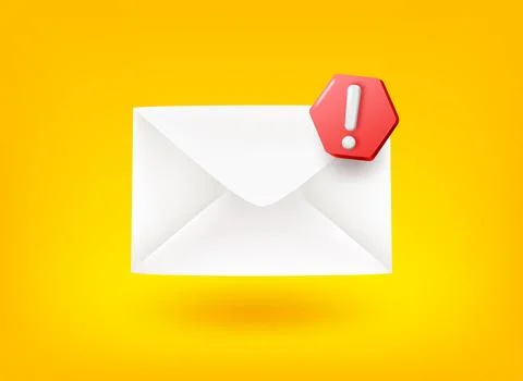 Paper envelope with exclamation point. Vector 3d illustration Stock Illustration