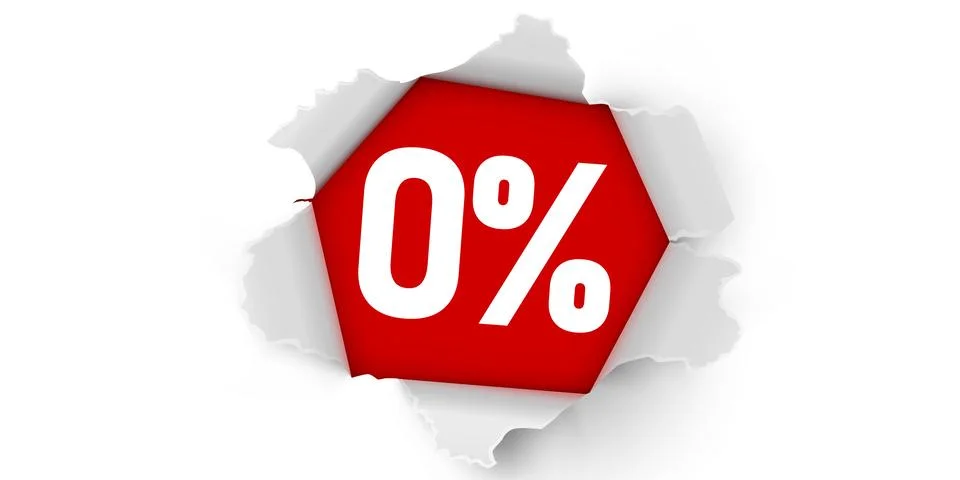 Paper explosion. Zero Percent commission. Special offer Banner. Stock Illustration