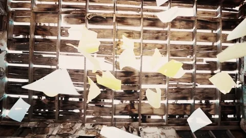 Paper falling from ceiling Video stock 229906725
