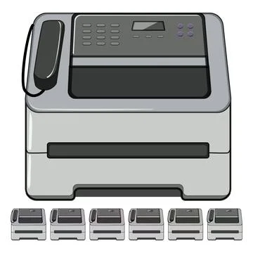 Paper fax machine cartoon vector graphic Stock Illustration