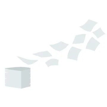 Paper files fall down. Blank sheet. White trash. Cartoon flat illustration. 스톡 일러스트