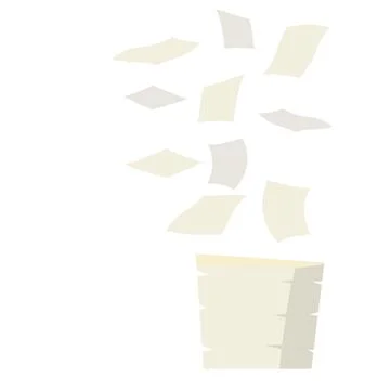 Paper files fall down. Blank sheet. White trash. Cartoon flat illustration イラスト素材