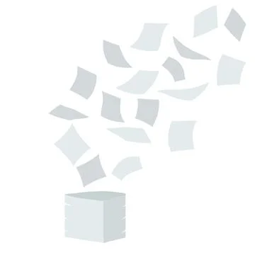 Paper files fall down. Blank sheet. White trash. Cartoon flat illustration. イラスト素材