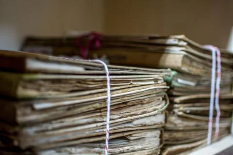 Paper files in folder old documents or old letter Foto stock