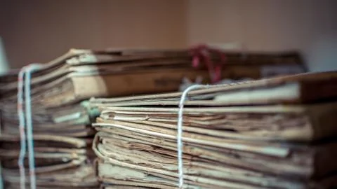 Paper files in folder old documents or old letter Foto stock