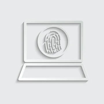 Paper fingerprint icon vector.  Identification scannings of a fingerprint in  Stock Illustration