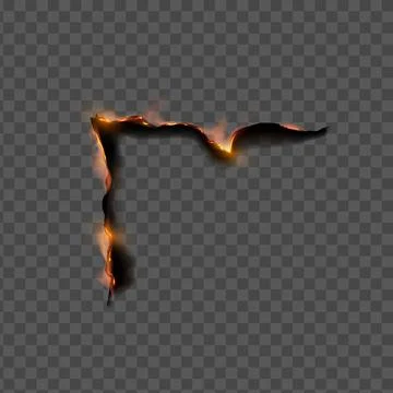 Paper fire burning corner frame, vector realistic overlay flaming paper side Stock Illustration