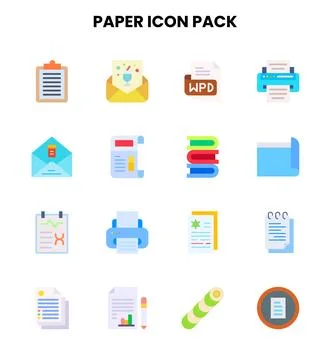 Paper Flat Bundle Icons Pack Stock Illustration