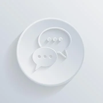 Paper flat circle icon, cloud of speaking dialogue Stock Illustration