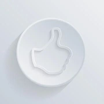 Paper flat  circle icon with a shadow. thumb up Stock Illustration