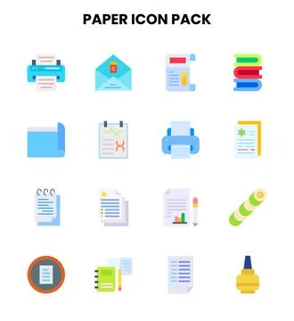 Paper Flat Design Icons Pack Stock Illustration
