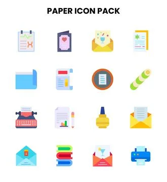 Paper Flat Design Icons Pack Stock Illustration