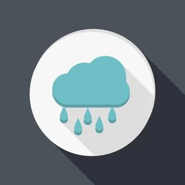 Paper flat icon, cloud rain Stock Illustration