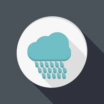 Paper flat icon, cloud rain Stock Illustration