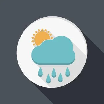 Paper flat icon, cloud rain Stock Illustration