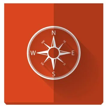 Paper flat icon with a shadow, compass Stock Illustration