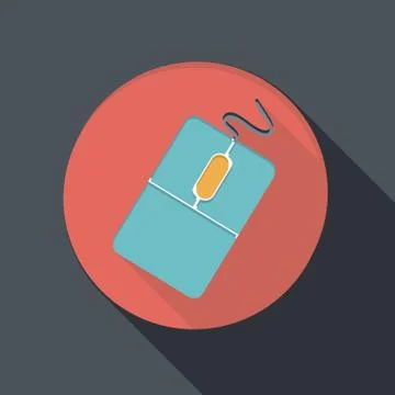 Paper flat icon with a shadow, computer mouse Stock Illustration