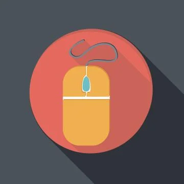 Paper flat icon with a shadow, computer mouse Stock Illustration