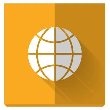 Paper flat icon with a shadow, symbol of globe Stock Illustration