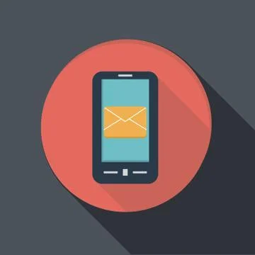 Paper flat icon, smartphone, post envelope Stock Illustration