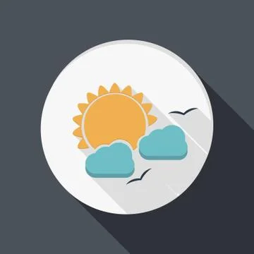 Paper flat icon,  sun behind the cloud Illustrazione stock