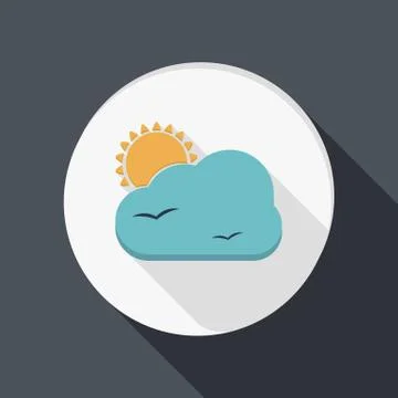 Paper flat icon,  sun behind the cloud Stock Illustration