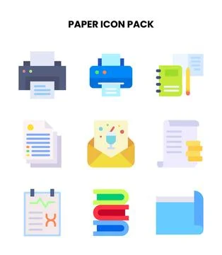 Paper Flat Set Icons Pack Illustrazione stock