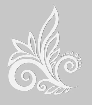 Paper floral design element on a gray background. Stock Illustration