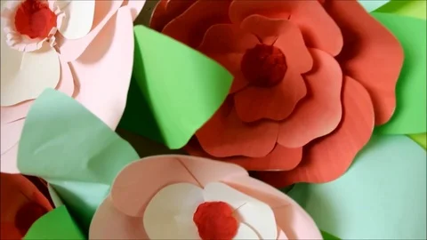 Paper flower decorations Stock Footage 77861392