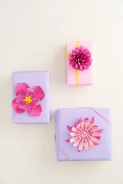 Paper flower gift boxes Stock Photos