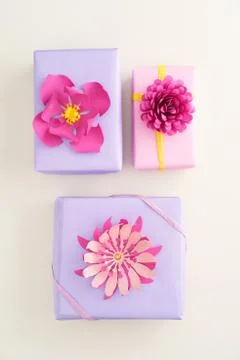 Paper flower gift boxes Stock Photos