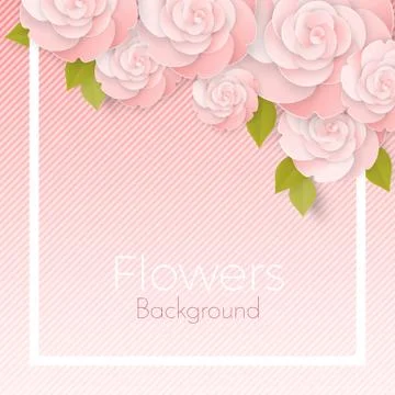 Paper flower realistic style illustration of pink roses Illustrazione stock