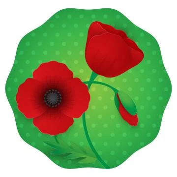 Paper flower realistic style illustration of red poppy Stock Illustration