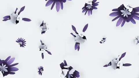 Paper Flowers blooming Stock Footage 122943284
