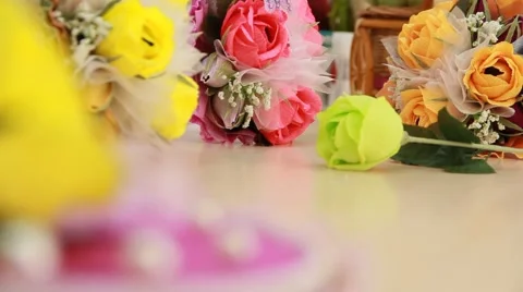 Paper flowers bouquets Stock Footage 49761477