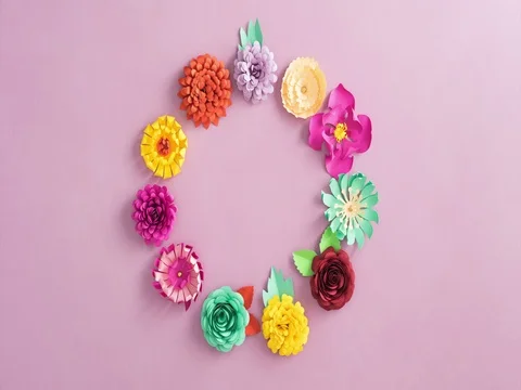 Paper flowers rotating Stock Footage 69708109