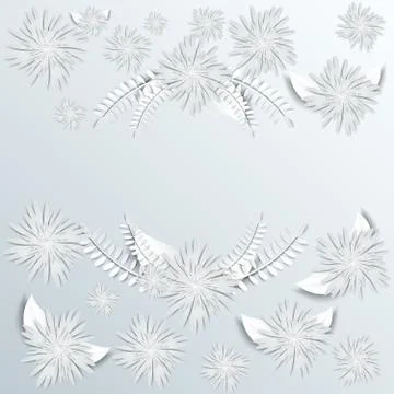 Paper flowers Set isolated Vector illustration. Stock Illustration