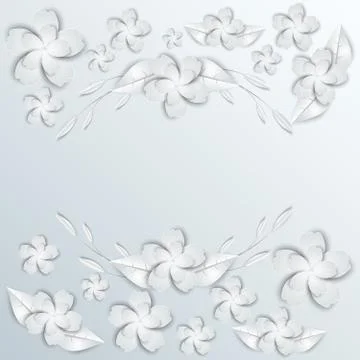 Paper flowers Set isolated Vector illustration. Stock Illustration