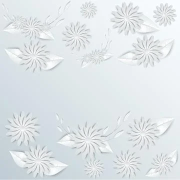Paper flowers Set isolated Vector illustration. Stock Illustration