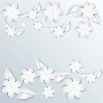 Paper flowers Set isolated Vector illustration. Stock Illustration