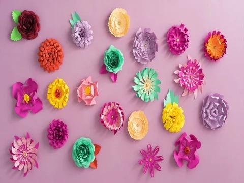 Paper flowers on the table Stock Footage 69710518