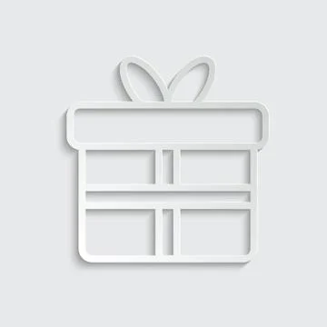 Paper Gift box  - black vector icon line style Stock Illustration