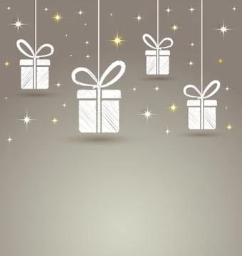 Paper gift box with star  lights background Stock Illustration