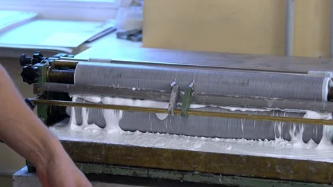 Paper gluing machine in the factory Stock Footage 120900449