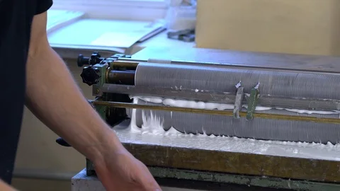 Paper gluing machine in the factory Stock Footage 120900585
