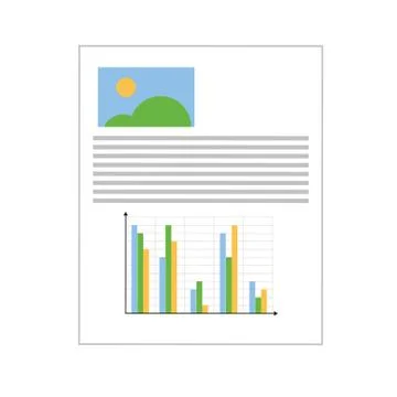 Paper with graph and picture , Vector illustration Illustrazione stock