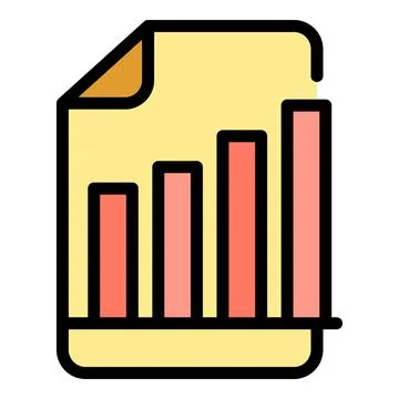 Paper graph chart icon color outline vector Illustrazione stock